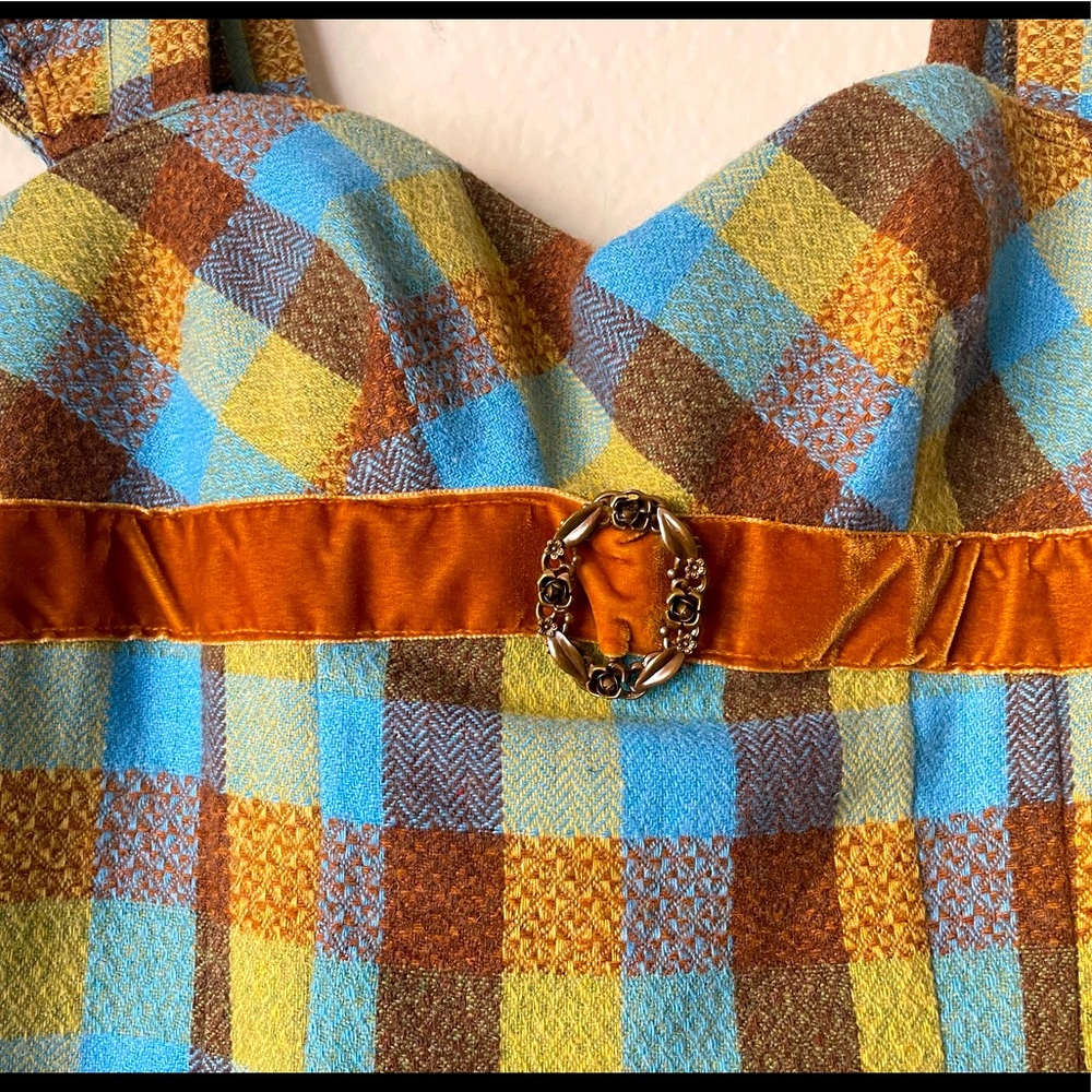 ENGLISH CLIENTELE Vintage Multicolored Gingham Sweetheart Dress - Picture 7 of 12